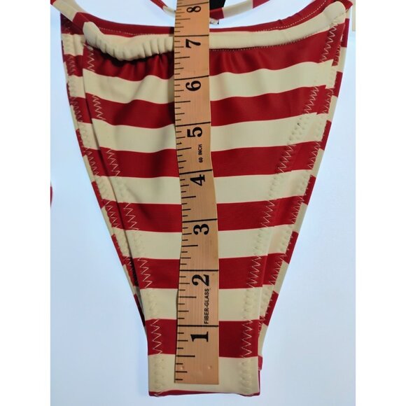 SAME LOS ANGELES 2 PC BIKINY WOMENS Triangle Top And String Bootom M Striped - Picture 5 of 10